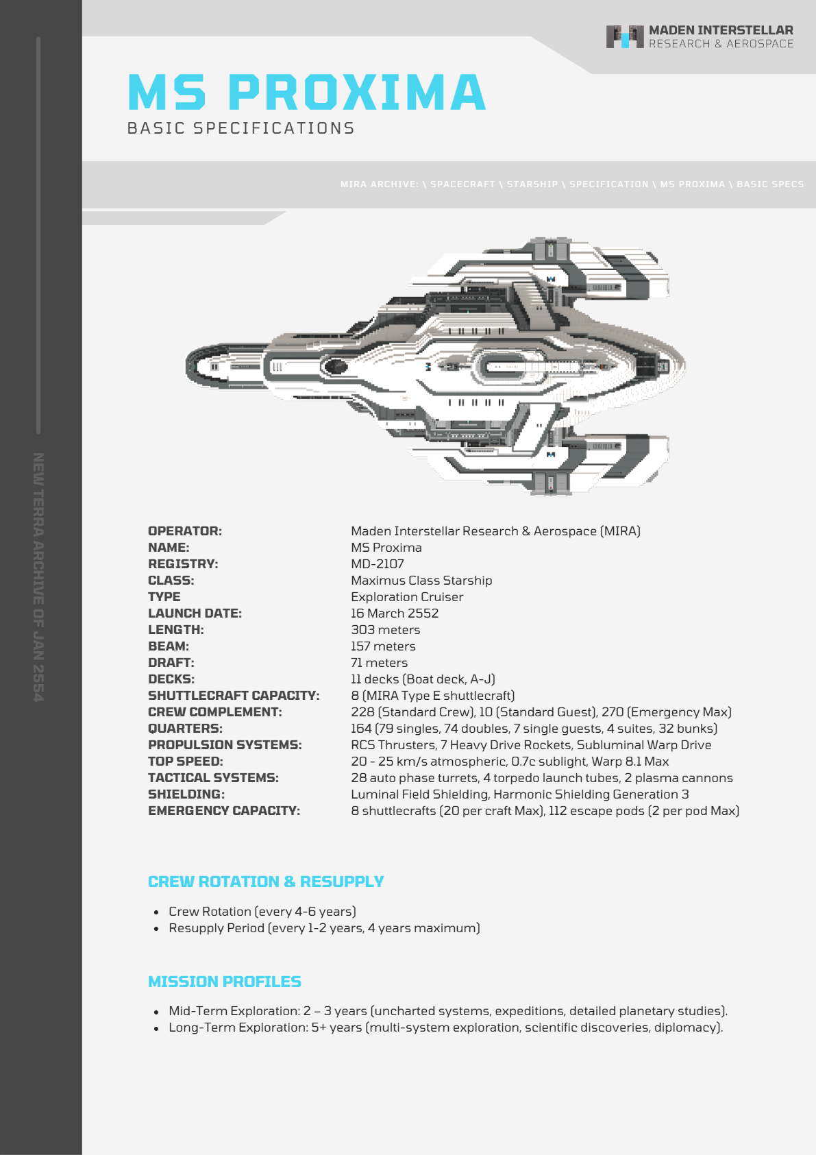 Specs - MD-2107 MS Proxima