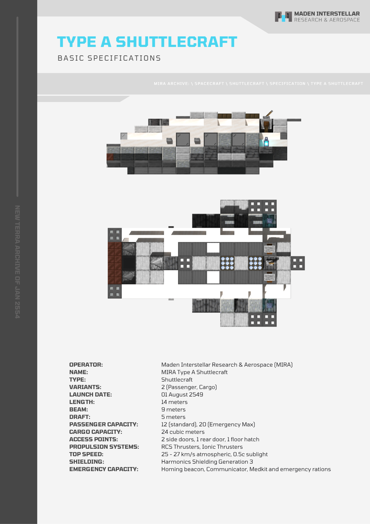 TYPE A Shuttlecraft Specs