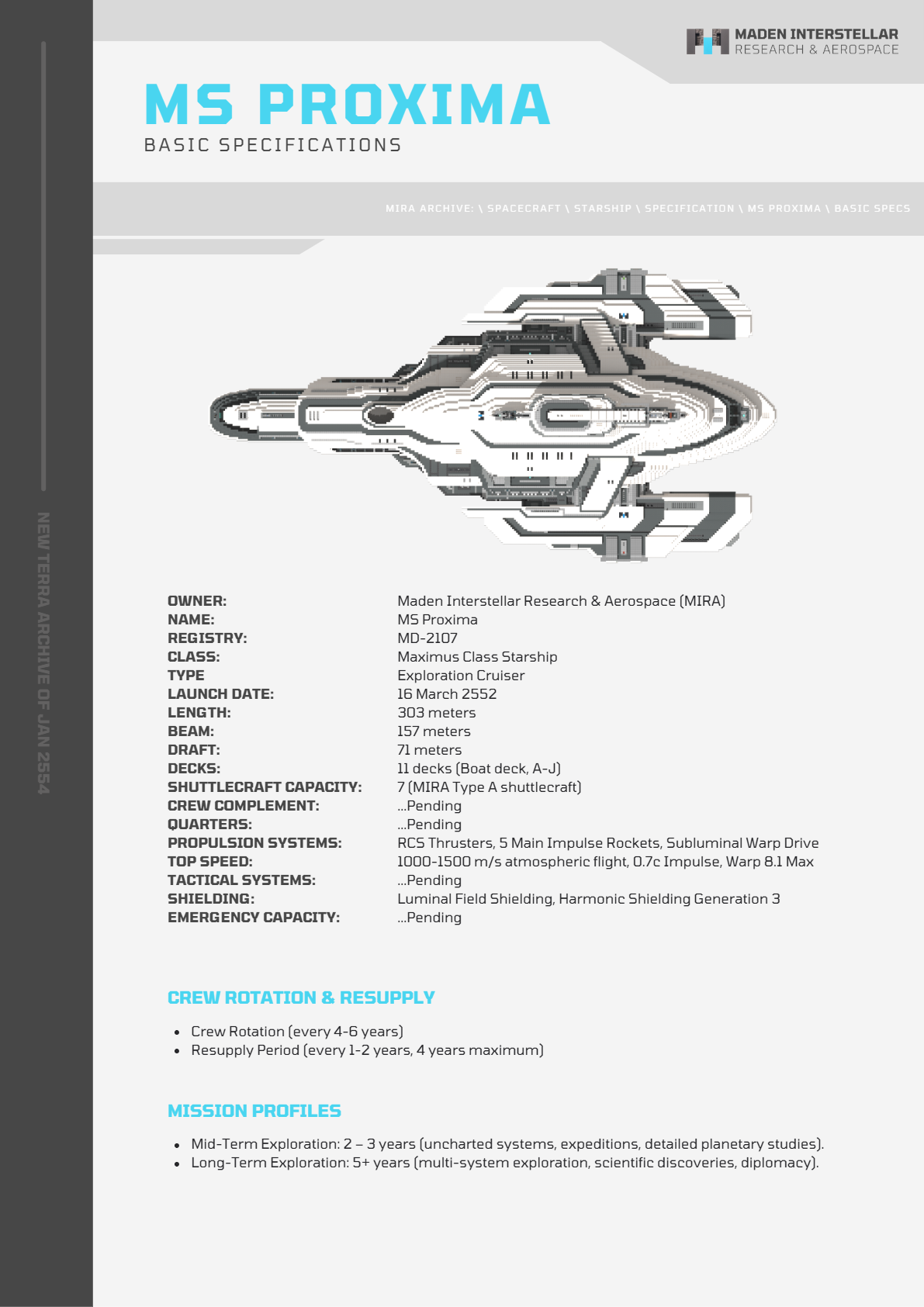 Specs - MD-2107 MS Proxima